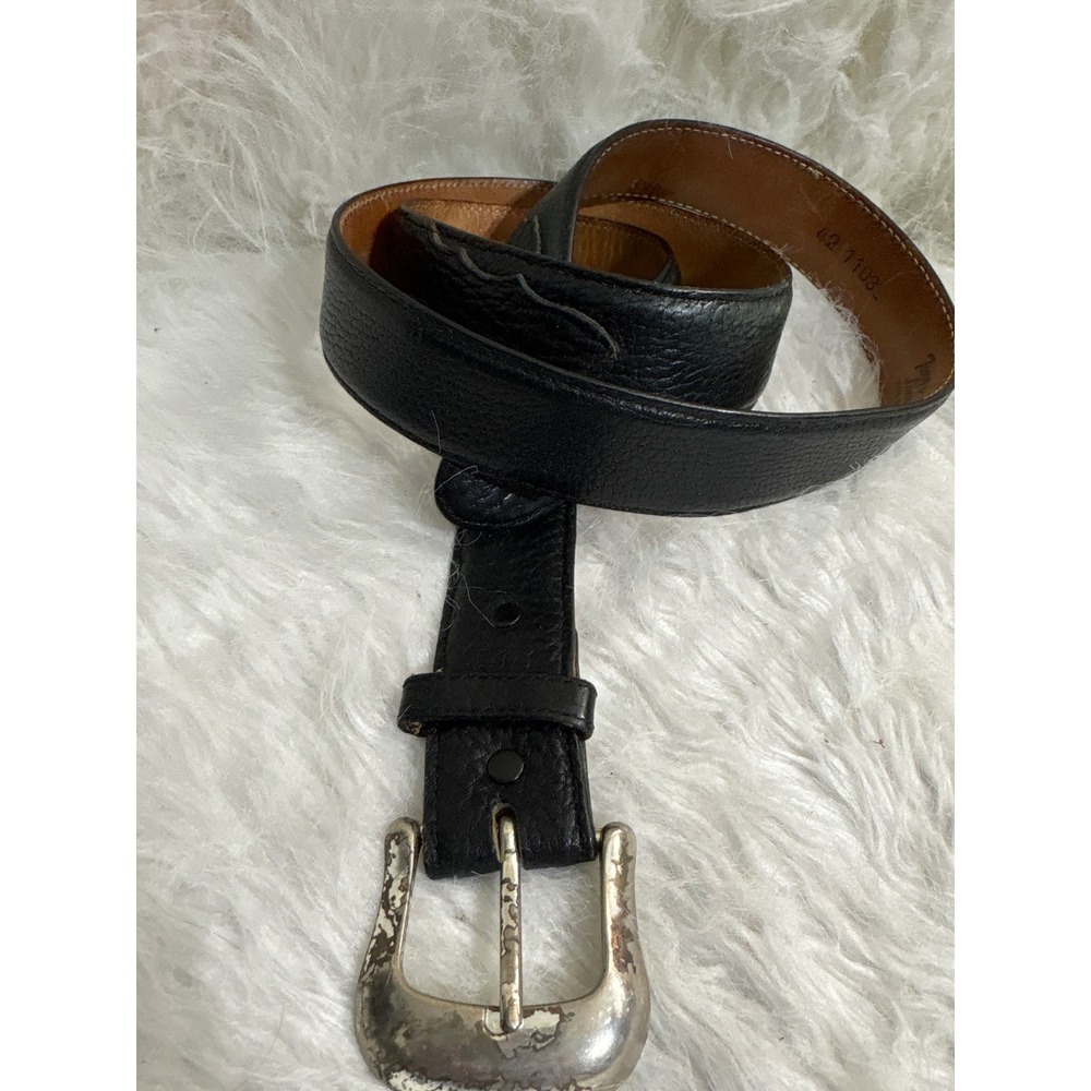 Tony Lama Mens Black Leather Western Belt Made in USA  42 1103L Silver Buckle
